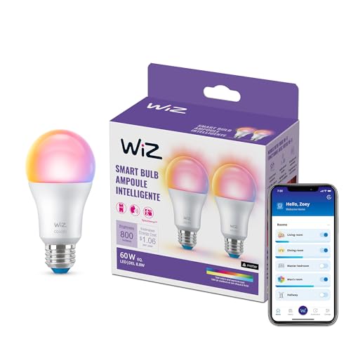 WiZ Connected 60W A19 LED Smart Light Bulbs – Connects to Your Wi-Fi – E26 Smart Bulb – Control with Voice or App + Activate with Motion – Matter Compatible – 2 Pack