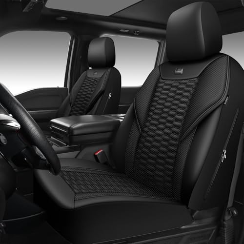 Image of CAR PASS 3D Foam Mesh Leather Car Seat Covers Front Seats, Leather Mesh Front Seat Covers for Car,Breathable Universal Fit for SUV Truck Sedan Van Automotive, Armrest Airbag Compatible,Black
