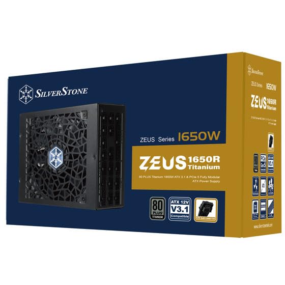 SilverStone Technology Zeus 1650R Titanium, 80 PLUS-Titanium-1650-W-ATX-3.1- und vollständig modulares PCIe-5-ATX-Netzteil, SST-ZU1650R-TM