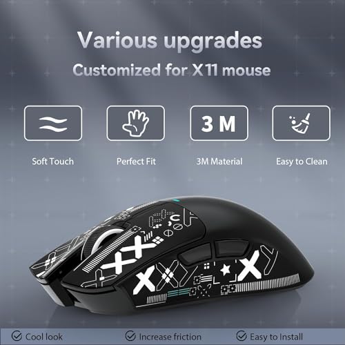 Image of ATTACK SHARK Mouse Anti-Slip Grip Tape for Superlight Wireless Gaming Mice,Universal Fit, Sweat-Resistant, Elastic Side Grips, Effortless Application, Ultra-Thin Design (0.5mm /0.02in)- Black