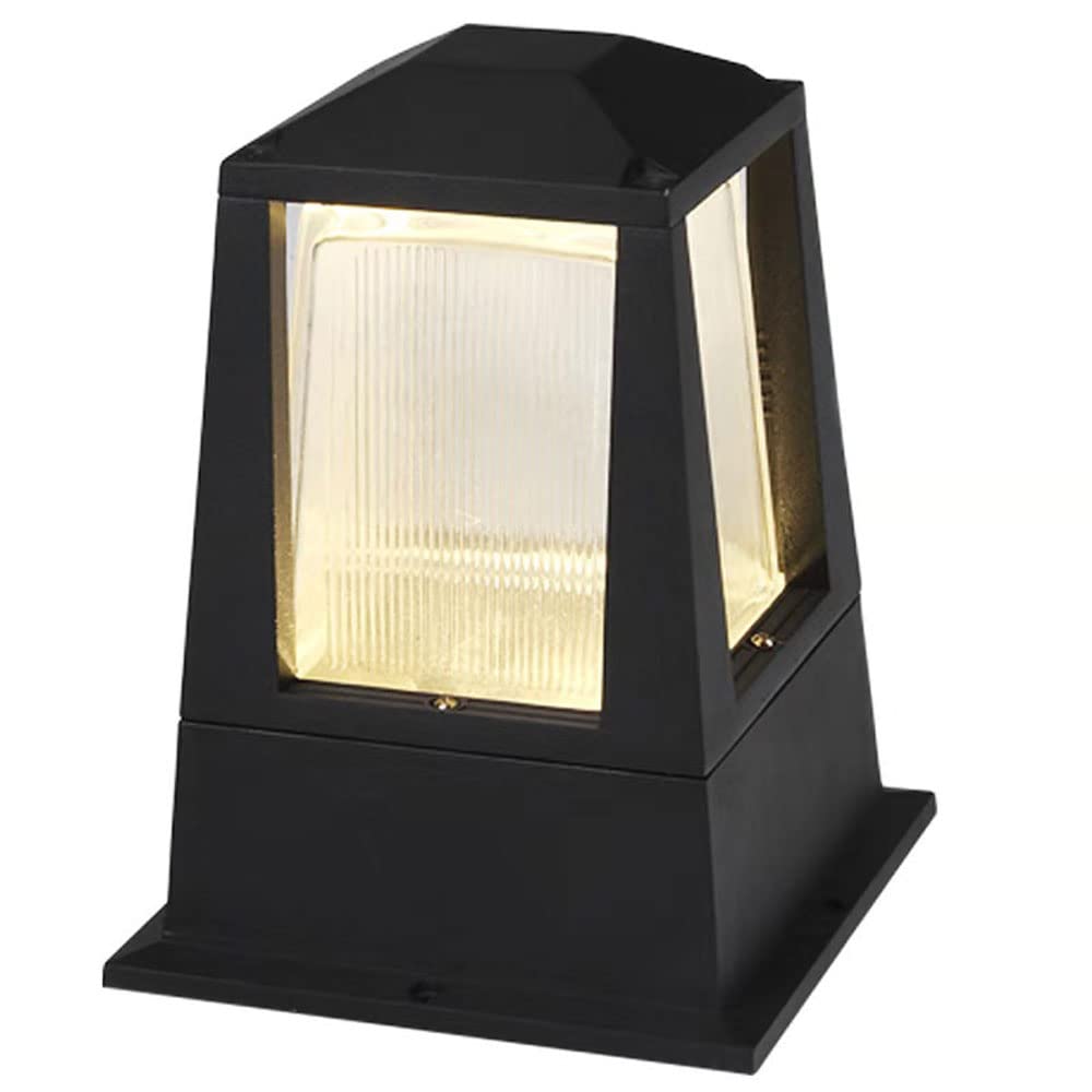 KLerDH Solar Lights, Exterior LHead Wired Lantern Pillar Light Die-cast Aluminum Lamp Body