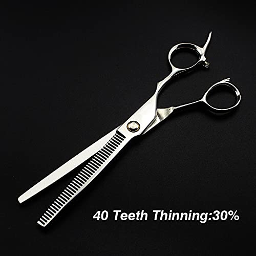 Hair Cutting Scissors, Professional japan 440c 7 inch Bearing hair scissors cutting barber makas haircut thinning shears hairdressing scissors BY ZZYY (Color : 40 teeth)