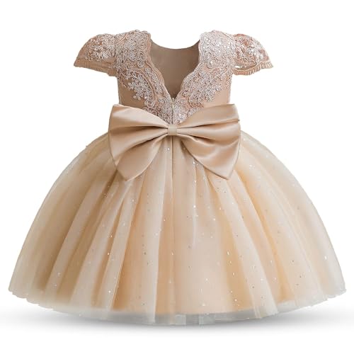 Robe fleur bébé fille tulle champagne volume princesse TTYAOVO taille 80