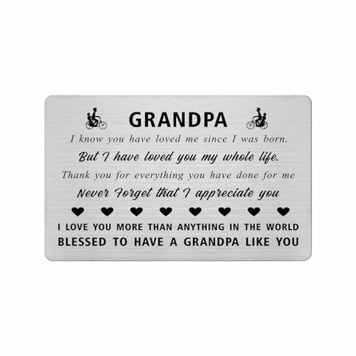 Yobent Grandpa Gifts for Men, Personalized Grandpa Christmas Birthday Card from Granddaughter Grandson, Thank You Appreciation Wallet Card Present for My Grandfather