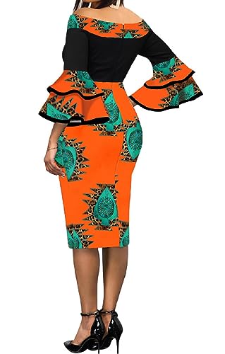 Image of Xinlees Women's Bodycon Pencil Dress Sexy Short Ruffles Sleeve Clubwear Basic Fitted Outfits Casual Midi Dresses