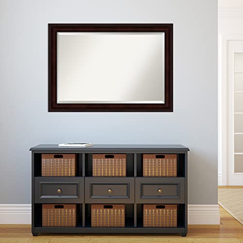 Image of Amanti Art Framed Vanity Mirror | Bathroom Mirrors for Wall | Coffee Bean Brown Mirror | Wall Mounted Mirror | Large Mirror | 29.25 x 41.25 in.