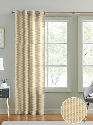 Image of Cortina Polyster Transparent Curtain Set |Window Installation | Bedroom Living Room Kids Room | 5 Feet Window Curtain Pack of 1 | Beige