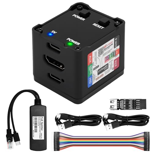 Meshnology Sipeed NanoKVM Full RISC-V IP KVM with OLED Display Button ATX Power Control 5V Remote Wake-On-LAN Dual Serial Ports HDMI USB 100M Network Remote Server Management BIOS Setup Black