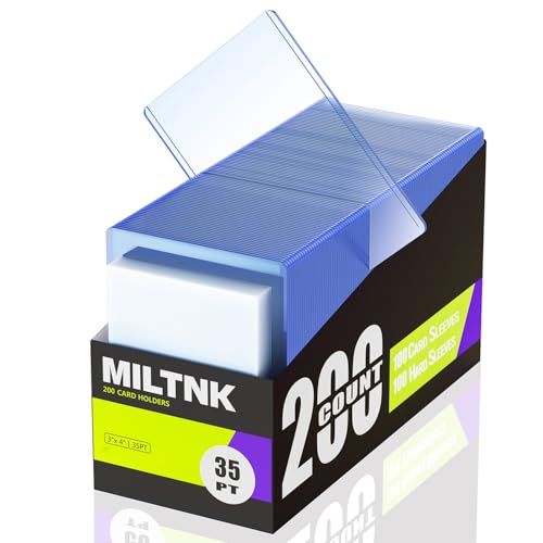 200 Pack Hard Card Sleeves, Plastic Card Sleeves, Baseball Sports Trading PKM Cards Holder Protectors (100 Hard Sleeve + 100 Soft Sleeve)