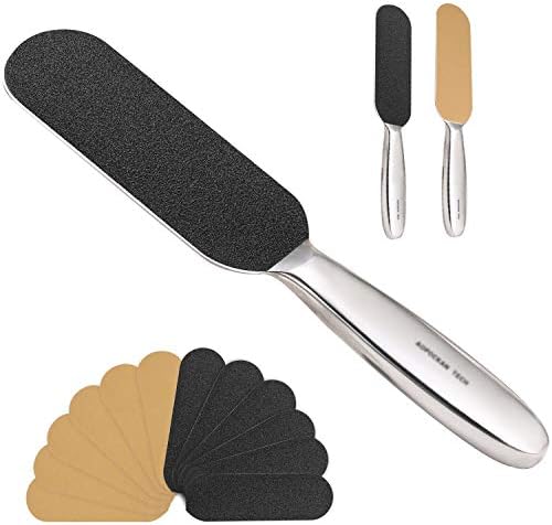 Professional Pedicure Foot File,Coarse/Fine Double Side and Reusable Stainless Steel Cracked Skin Corns Callus Remover Feet Rasp