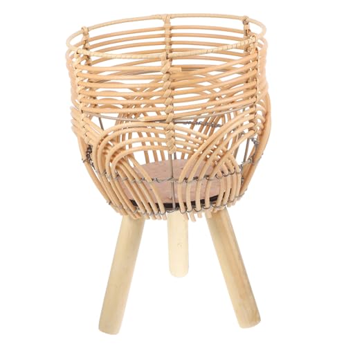 Kisangel Cesta De Flores De Bambú Decoración Cesta Colgante De Plantas Maceteros Planta De Interior Maceta De Interior Puesto De Plantas Tejidas Jardinera Palma Falsa Estante para Ollas