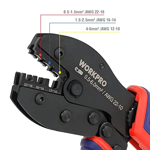 Workpro Crimping Tool Kit, Ratcheting Insulated Terminal Crimper For 22 To 10 Awg Wire, Crimping Pliers With 100 Pieces Terminal Connectors #TOP2