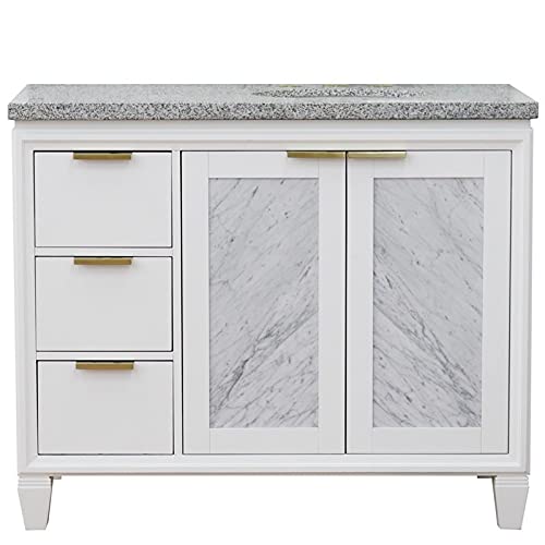 Trento 43" Solid Wood Vanity With Right Oval Sink In White/Gray #TOP6