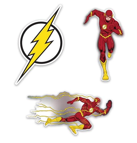 Image of Elektroplate The Flash and Logo Dynamic Car Decals Set of 3 | Officially Licensed DC Comics - Weatherproof Automotive Grade Sticker - Water Bottle, Laptop & More - Made in the USA