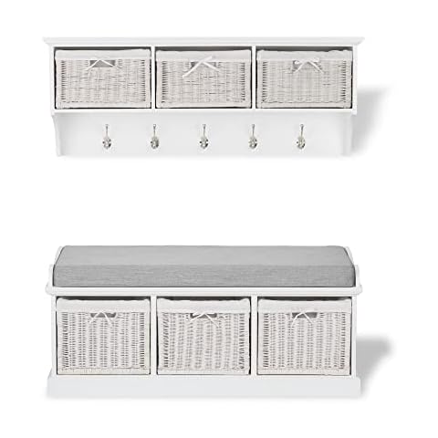 Tetbury White Coat Rack and Storage Bench Cover