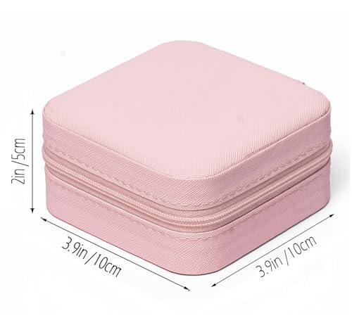 Image of INOVERA (LABEL) Stylish Jewellery Organiser Box for Womens & Girls - Small Portable Travel Case for Storing Rings, Earrings, Necklace with Zipper (Rose Gold)