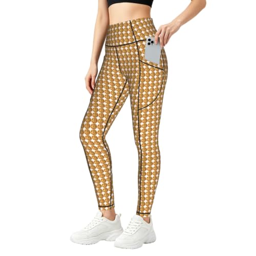 Pantalones de yoga para mujer elásticos con estampado de galletas de chocolate casual