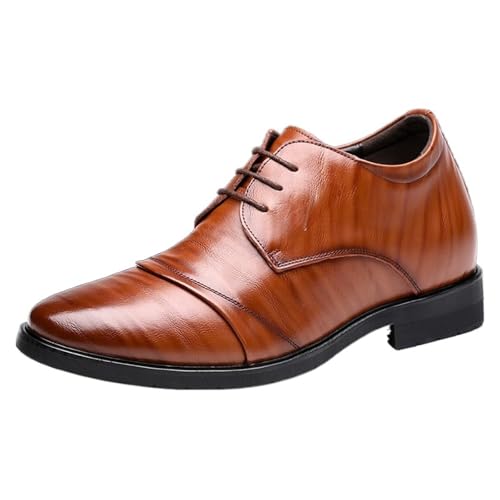 Dress Shoes for Men Men's Genuine Leather Elevator Shoes for Weddings and Business - Invisible Height Increase British Style
