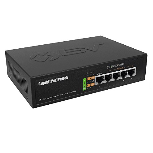 BV-Tech 5 Port Gigabit PoE+ Switch (4 PoE+ Ports | 1 Uplink Port) – 65W – 802.3at – POE-SW501G