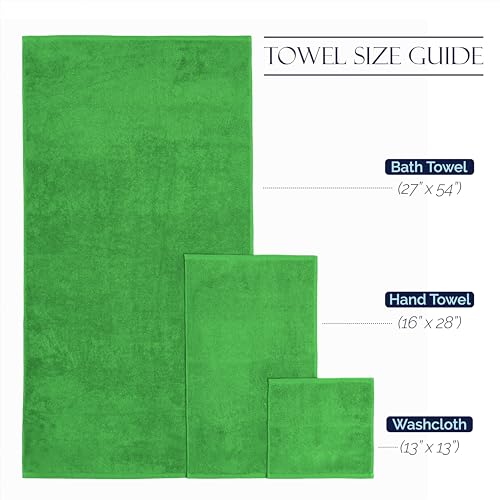 Image of Elegant Comfort Premium Cotton 8-Piece Towel Set, Includes 4 Washcloths, 2 Hand Towels and 2 Bath Towels, 100% Turkish Cotton - Highly Absorbent and Super Soft Towels for Bathroom, Emerald Green