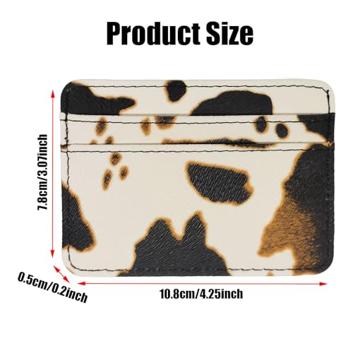 Credit Card Holder Wallet,1PC Cow Pattern Leather Small Card Holder Slim Wallet,Thin Card Organizer Front Pocket Wallet for Women Men (Cow Pattern)2