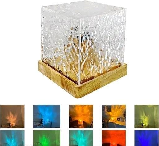 MagicOcean 3D Water Wave Projector Lamp with LED Night Light, Remote Control Crystal Table Lamp, USB Rechargeable Room Decor Light for Bedroom,Home Decoration & Gift (Cube Design) Multi 1-image-20