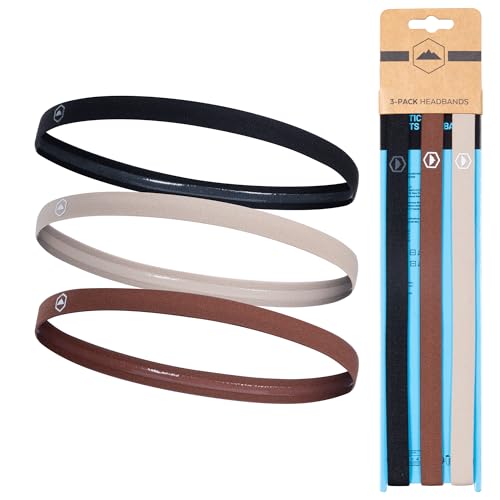 Image of Tough Headwear Athletic Headband Set - Thin Headbands for Women - Elastic Sport Hair Bands Men - Skinny Sports Hairbands - Non Slip Athletic Head Bands for Sports