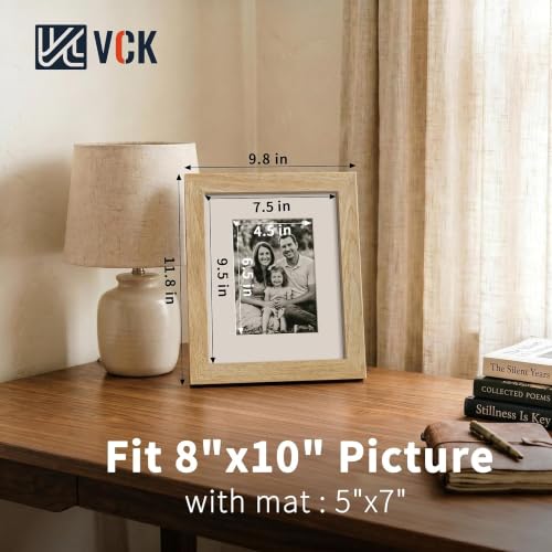 Image of VCK 8x10 Picture Frame 5 Pack, Natural Exclusive Wood, HD Glass, for Photo