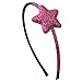 356-802 - Cerchietto per capelli bambina cm 0,5 con stella bombata glitter cm 4 - Cerchietti per capelli bimba (Rosa)