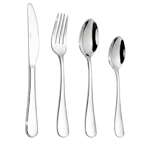 VIVANI 16 Piece Silverware Set for 4, Premium Stainless Steel Cutlery Set, Utensil Sets, Flatware Sets for 4, Forks Spoons and Knives Set Dishwasher Safe for Home Kitchen