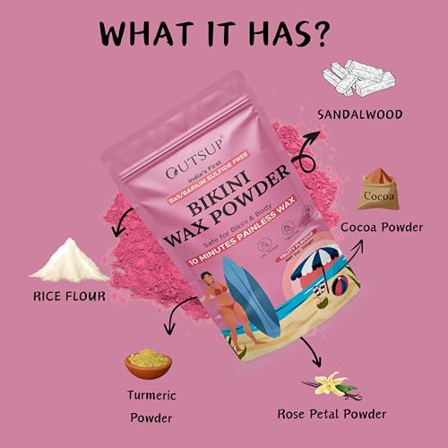 Image of Bikini Wax Powder for Women | Painless Herbal Hair Removal Powder for Women Bikini Area, Legs, Hands & Underarms with No Harmful Chemicals, No Irritation, No Skin Rashes