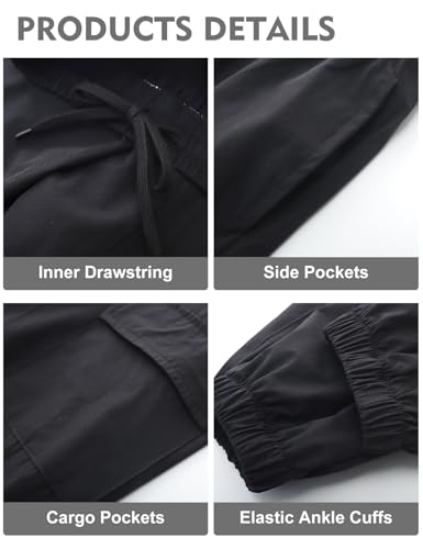 Flygo Boys Cargo Joggers Pants Quick Dry Hiking Pants Lightweight Outdoor Water-Resistant Athletic Track Trousers 6