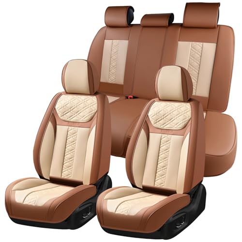 Image of FLORICH Seat Covers, Atomutive Car Seat Covers Full Sets, Waterproof Seat Cover for Cars, Luxury Leather Universal Seat Cover Accessories Fit for Most Cars SUV Truck Sedans(Beige)