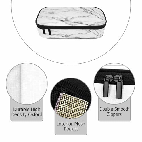 Image of White Marble Pencil Case Stone Floor Granite Big Capacity Pen Case Pencil Pouch Pen Bag School Students Boy Girl