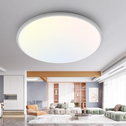 slochi Bathroom Light, 3000K/4000K/6500K 3 Color Temperature, Waterproof IP54, Small, Round, Modern, Flush Ceiling Light for Bathroom, Kitchen, Bedroom, Hallway and MoreØ40CM(White)