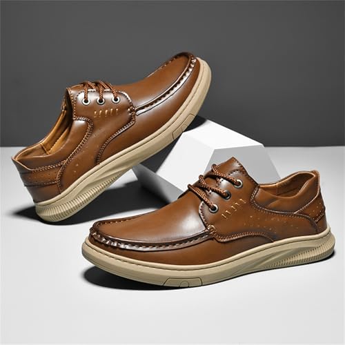 Men's Retro Leather Lace Up Oxfords Shoes Lightweight Round Toe Comfortable Non-Slip Platform Casual Dress Shoes4
