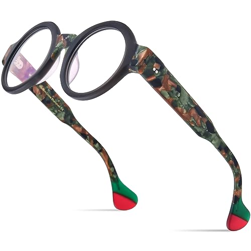 Image of HEPIDEM Multicolor Acetate Glasses Frame Women Oversize Vintage Round Eyeglasses Optical Spectacles 9271