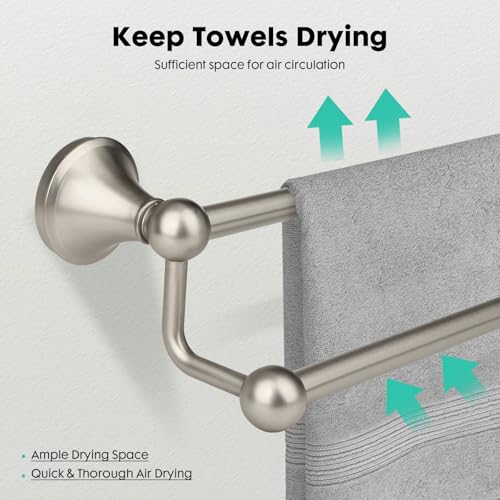 Ntipox Antique Bathroom Double-Towel Bar Brushed Nickel, 24 Inch Towel Racks for Bathroom Wall Mounted,Bathroom Accessories Towel Holder,Bathroom TwoTowel Rod Hanger by Ntipox - Image 5