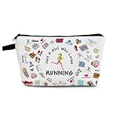 YULUENZE Running Makeup Bag Running Gifts Just Love Running Organizer Bag Travel Toiletry Pouch with Zipper Marathon Gifts Cosmetic Bag for Women Runners Running Lovers Fans