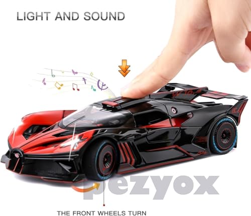 Image of Exclusive Alloy Metal Pull Back Die-cast Car 1:24 Big Bugatti Bolide Toy CAR Diecast Metal Pullback Toy car with Openable 6 Doors, Light Music Boys Gifts Toys (Yellow)