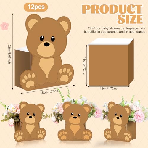 Hushee 12 Sets Bear Baby Shower Flower Centerpieces for Tables Baby Shower Decorations 3D Boxes for Boys Girls Birthday Centro De Mesa Para Gender Reveal Tea Party Supplies by Hushee - Used condition - Image 3