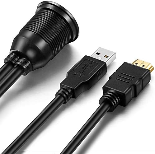 OBVIS USB3.0 HDMI Mount Cable  USB3.0 and HDMI Extension Flush Dash Panel Mount Cable for Car Boat Motorcycle (1 Meter)