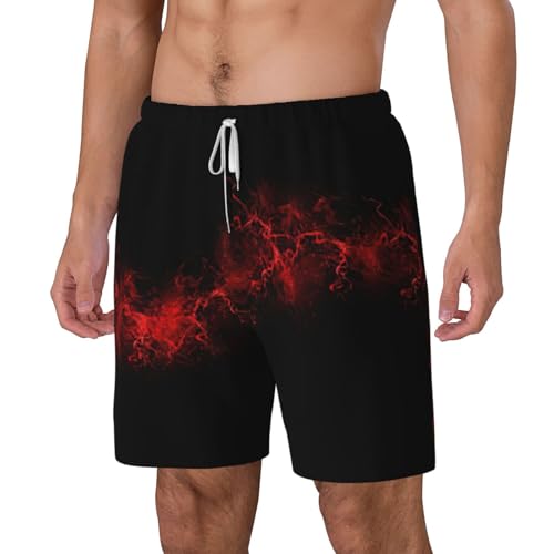 Short de bain respirant homme rouge et noir imprimé Explosion