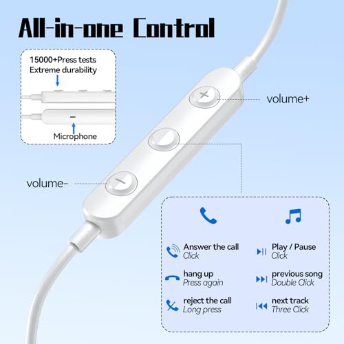USB C Headphone for Samsung S25 S24 S23 Ultra FE S22 A55 A54 Wired Earbuds Magnetic in-Ear Type C Earphone with Mic Volume Control Stereo Noise Canceling Earbud for iPhone 17 Air 16 15 Pro Max Pixel 9 - Thumbnail 6