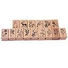Co-link 15Pcs Hout Rubber Stempel Diy Dagboek Scrapbook Stempel Set Dieren En Planten Bos Patronen Houten Rubber…