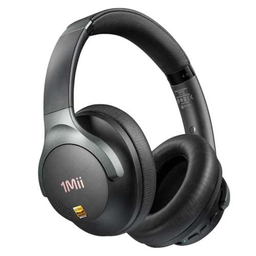 Image of 1Mii Hybrid Active Noise Cancelling Headphones for Gaming & Airplane Travel | Wireless Bluetooth 6.0 Over‑Ear Headset, Deep Bass, Custom EQ via APP, Hi‑Res Audio, 100H Playtime, Comfort Fit for Office