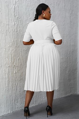 Robe grande taille trapèze flatteuse avec ceinture ajustable - 5