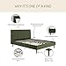 Mr. Kate Daphne Upholstered Queen Bed Frame with Headboard, Velvet Queen Bed Frame, Modern Platform, Olive Green Velvet, Queen