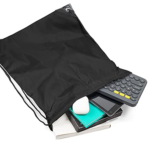 Image of IKAYAS 6Pcs Drawstring Bags Bulk Black Drawstring Backpack, String Backpack Cinch Sack Sport Gym Backpack Bags for Yoga Traviling Outdoor Sports