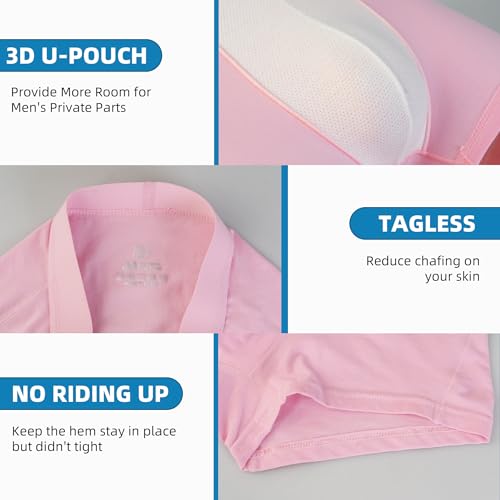 Men's Cotton Boxer Briefs 4-Pack, Stretchy Breathable Underwear with Tagless Design, Moisture-Wicking(Multi-Color Assortment)3